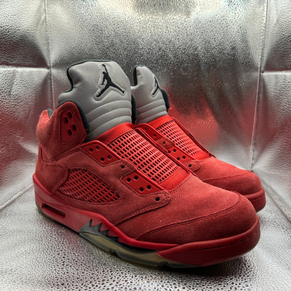 Size 10 Air‎ Jordan 5 Retro University Red Mens Suede Sneaker Shoes 136027-602